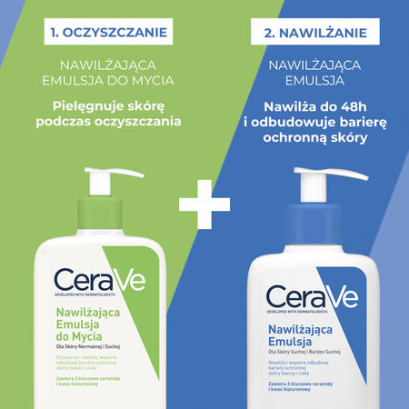 CeraVe Zestaw: Nawilżająca Emulsja do mycia 473ml + Nawilżająca Emulsja 473ml