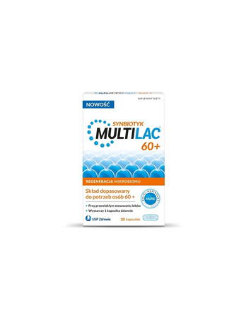 Multilac 60+ Synbiotyk w kapsułkach, 20 sztuk