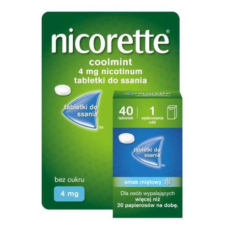 Nicorette Coolmint 4mg tabletki do ssania, smak miętowy, bez cukru 40 sztuk