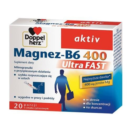 DOPPELHERZ AKTIV Magnez-B6 400 UltraFAST x 20 saszetek