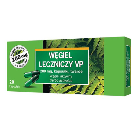 Węgiel leczniczy VP 200 mg kapsułki twarde, 20 sztuk
