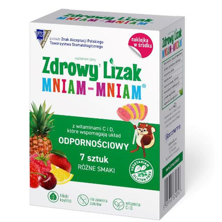 Zdrowy Lizak Mniam-Mniam Odporność BEZ CUKRU, mix smaków, 7 sztuk