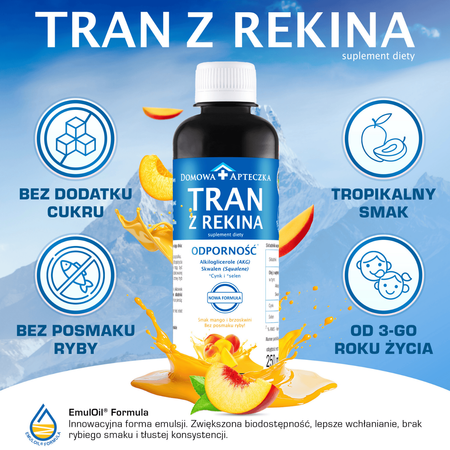 Domowa Apteczka Tran z Rekina o smaku mango-brzoskwinia, 250ml