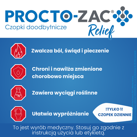 Procto-Zac Relief czopki doodbytnicze, 10 sztuk