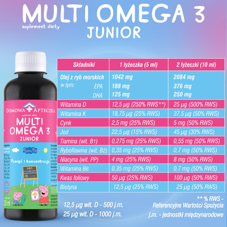 MULTIOMEGA 3 Junior płyn 250 ml  DATA WAŻNOŚCI 28.02.2026