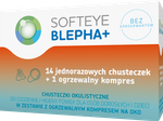 SOFTEYE BLEPHA + Chusteczki okulistyczne 14 sztuk + 1 ogrzewalny kompres