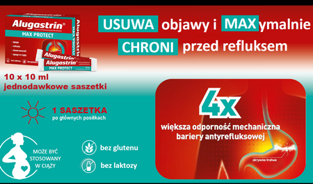 Alugastrin Max Protect - Przeciwrefluksowa zawiesina w saszetkach 10ml, 10 sztuk