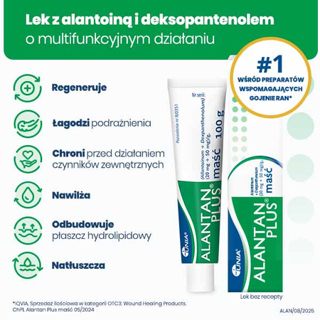 ALANTAN PLUS® maść (20 mg+50 mg)/g Multifunkcyjny lek na problemy skórne, 100g