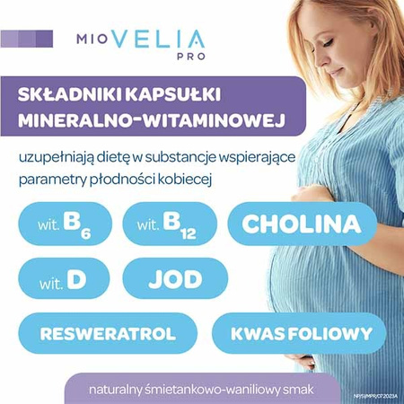 Miovelia PRO Wsparcie płodności dla kobiet starających się o dziecko, 30 saszetek + 30 kapsułek