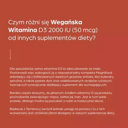 TERRANOVA Wegańska Witamina D3 2000 IU/50mcg kapsułki, 50 sztuk