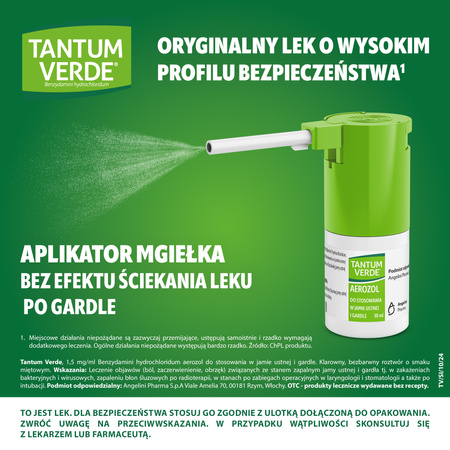 TANTUM VERDE 1,5 mg/ml, lek na ból gardła i stany zapalne jamy ustnej, aerozol x 30 ml