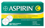 Aspirin C tabletki musujące, 10 sztuk