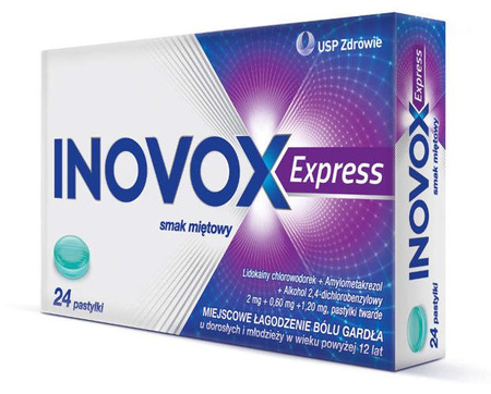 INOVOX EXPRESS o smaku miętowym x 24 pastylki do ssania