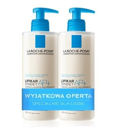 LA ROCHE-POSAY LIPIKAR SYNDET AP+ Krem myjący 400ml x 2 sztuki