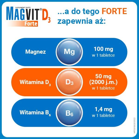 Magvit Forte D3 tabletki dojelitowe, 50 sztuk  DATA WAŻNOŚCI 03.2025r.