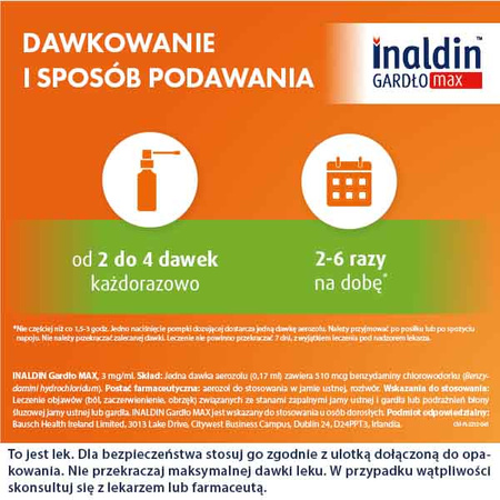 Inaldin Gardło Max 3mg/ml, 30ml aerozol