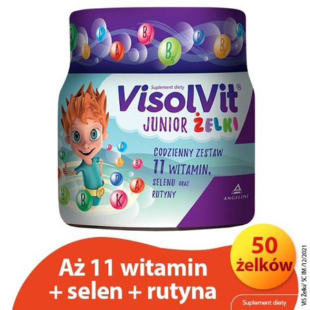 VISOLVIT Junior żelki, witaminy i minerały dla dzieci po 3 r.ż. x 50 owocowych żelków DATA WAŻNOŚCI 12.2025r.  