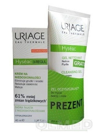 URIAGE HYSEAC 3-REGUL Krem 40 ml + Żel oczyszczający 150 ml