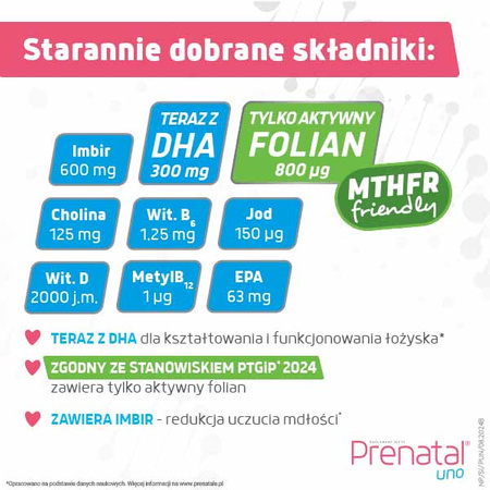 Prenatal Uno kapsułki 30 sztuk +  DHA 30 sztuk (30+30)