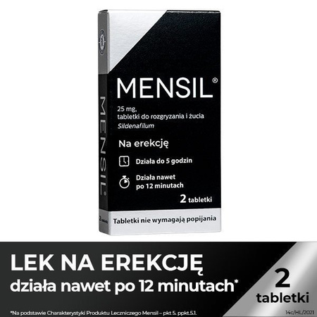 MENSIL 25 mg x 2 tabletki do rozgryzania i żucia DATA WAŻNOŚCI 11.2024r.