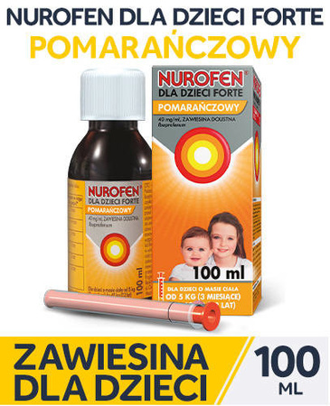 Nurofen dla dzieci forte zawiesina o smaku pomarańczowym 100ml DATA WAŻNOŚCI 09.2025r.