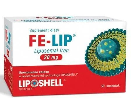 FE-LIP Liposomal Iron 20mg 30 saszetek DATA WAŻNOŚCI 07.2023