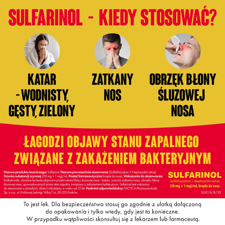 Sulfarinol (50 mg + 1 mg)/ml, krople do nosa, 20ml