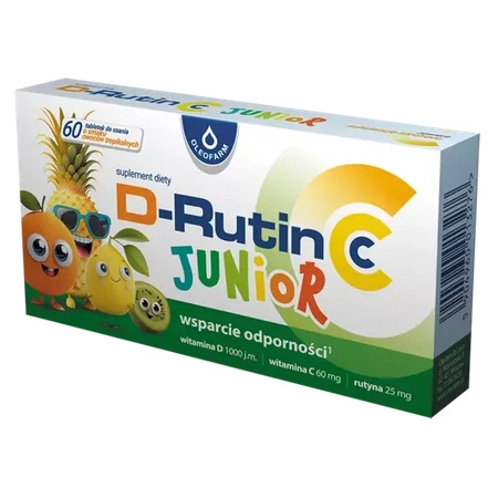 D-Rutin CC Junior Witamina D, Rutyna, Witamina C - tabletki do ssania, 60 sztuk