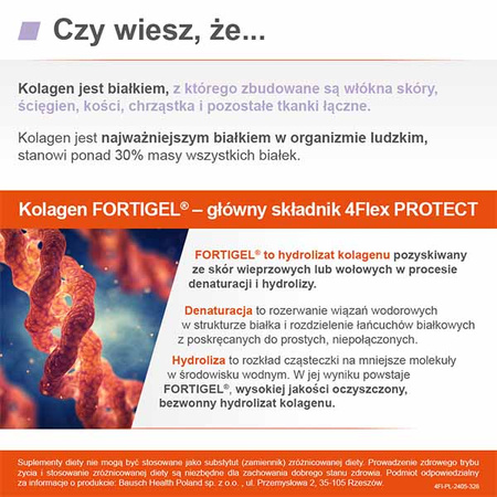 4 Flex 4 Flex Protect - Kolagen Fortigel® + wapń + witamina D, proszek w saszetkach, 30 sztuk