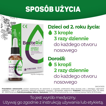 BacteRid® krople do nosa – udrażniają nos, łagodzą podrażnienia, 15ml 