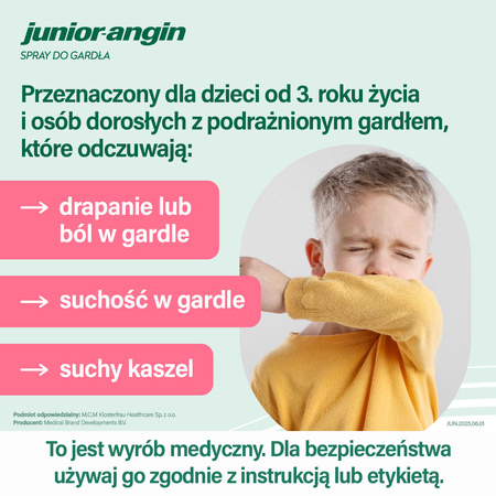 Junior-angin spray na ból gardła i suchy kaszel, 20ml 
