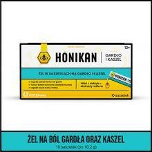 HONIKAN GARDŁO I KASZEL żel w saszetkach, 10 sztuk  DATA WAŻNOŚCI 01.2025r.