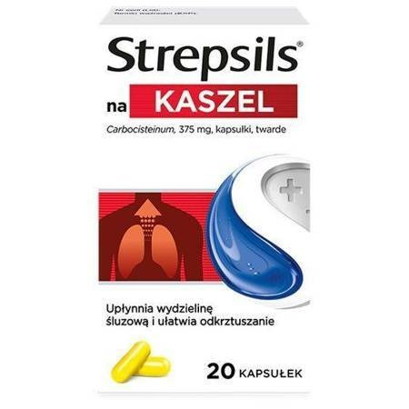 STREPSILS na kaszel 375mg x 20 kapsułek twardych