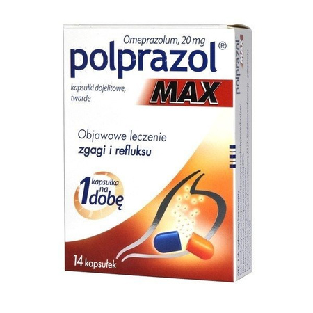 POLPRAZOL MAX 20 mg x 14 kapsułek dojelitowych DATA WAŻNOŚCI 07.2024r.