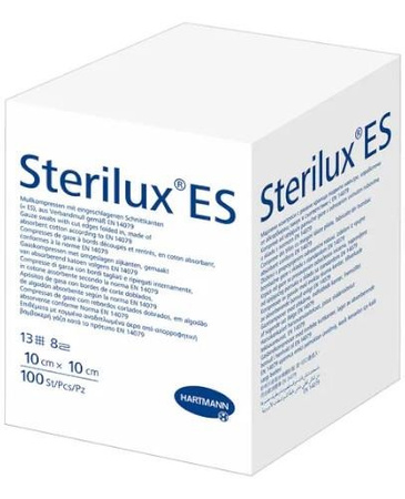 Sterilux ES, kompresy z gazy bawełnianej, niejałowe, 13-nitkowe, 8 warstw, 10cmx10cm, 100 sztuk