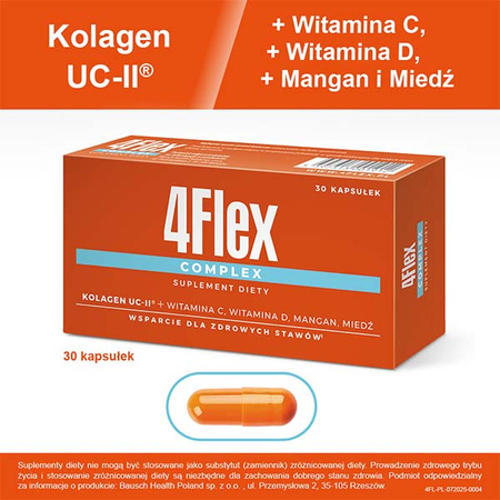 4Flex Complex kapsułki - Kolagen + Witamina C, Witamina D, Mangan i Miedź, 30 sztuk