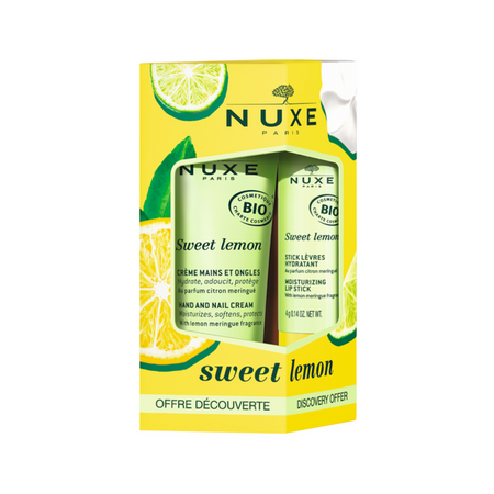 Nuxe Sweet Lemon Zestaw krem do rąk i paznokci 30ml + pomadka do ust 4g