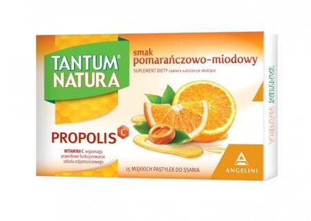 TANTUM NATURA smak pomarańczowo-miodowy x 15 pastylek do ssania