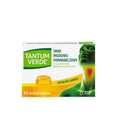 Tantum Verde pastylki do ssania 3mg - smak miodowo-pomarańczowy, 20 sztuk