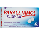 Paracetamol Filofarm, tabletki 500mg - Lek  przeciwbólowy i przeciwgorączkowy, 20 sztuk DATA WAŻNOŚCI 01.2026r.