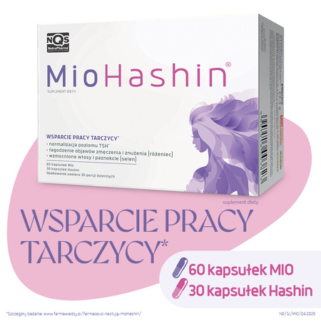 MioHashin wspiera prawidłową produkcję hormonów tarczycy, 90 kapsułek (60 kapsułek Mio + 30 kapsułek Hashin)