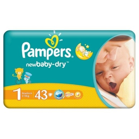 PAMPERS New baby-dry 1 (2 - 5kg) x 43 szt.