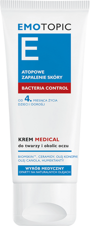 EMOTOPIC Bacteria Control Krem Medical  do twarzy i okolic oczu, 50 ml