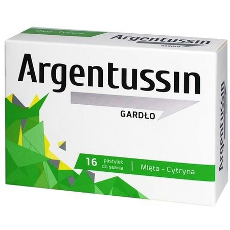 ARGENTUSSIN GARDŁO mięta i cytryna x 16 pastylek do ssania DATA WAŻNOŚCI 04.2026r.