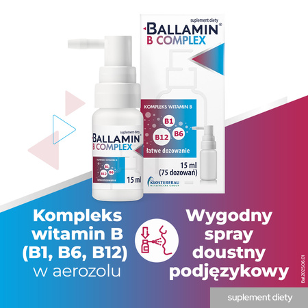 Ballamin B Complex aerozol podjęzykowy o smaku wiśniowym, 15ml