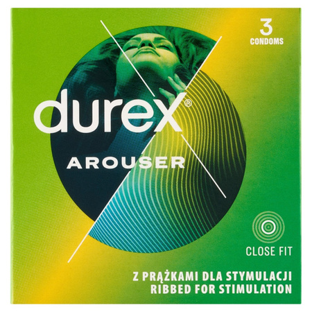 Durex Arouser prezerwatywy prążkowane, 3 sztuki