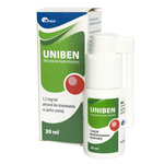Uniben aerozol - Lek z benzydaminą na ostre stany zapalne i ból gardła i jamy ustnej, 30ml
