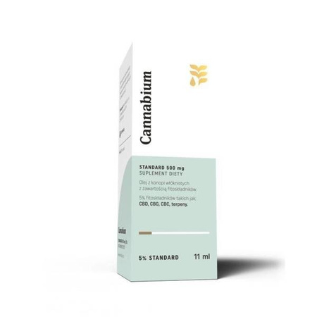 Cannabium Standard 500mg, 5% Olejek konopny CBD, krople Hemplab 11ml