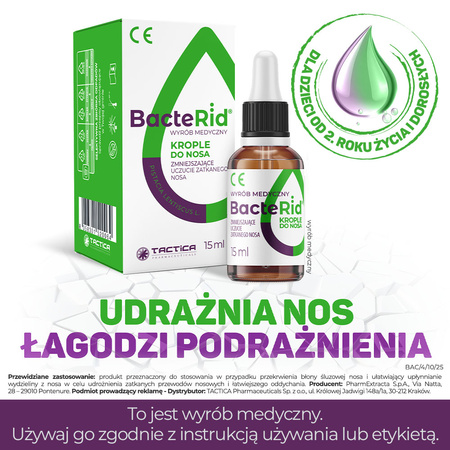 BacteRid® krople do nosa – udrażniają nos, łagodzą podrażnienia, 15ml 