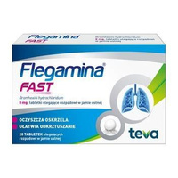 Flegamina Fast 8mg tabletki ulegające rozpadowi w jamie ustnej, 20 sztuk